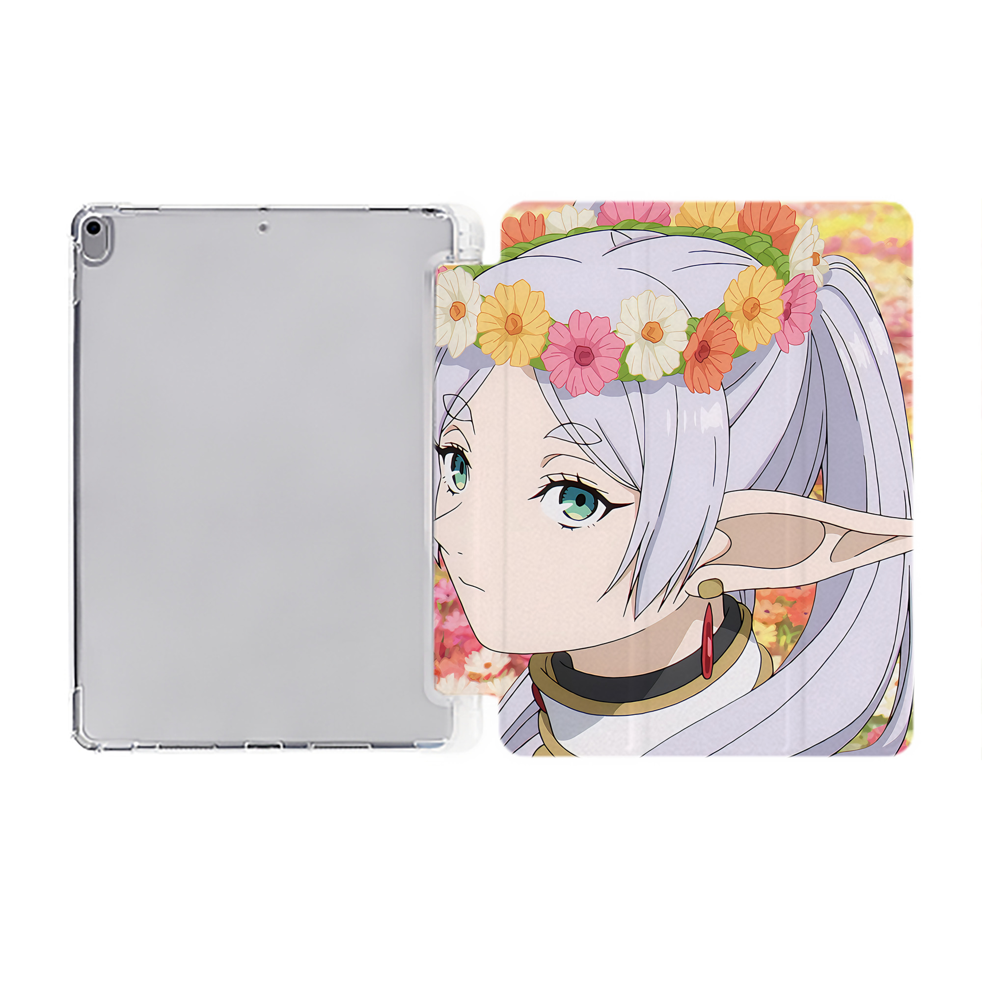 （画像用） 葬送のフリーレン Frieren IPad ケース ペン収納付き 三つ折りスタンド PUレザー×シリコン 対応機種9.5/10.5/10.9インチ